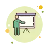 jasa analisis data - a person presenting on a whiteboard icon